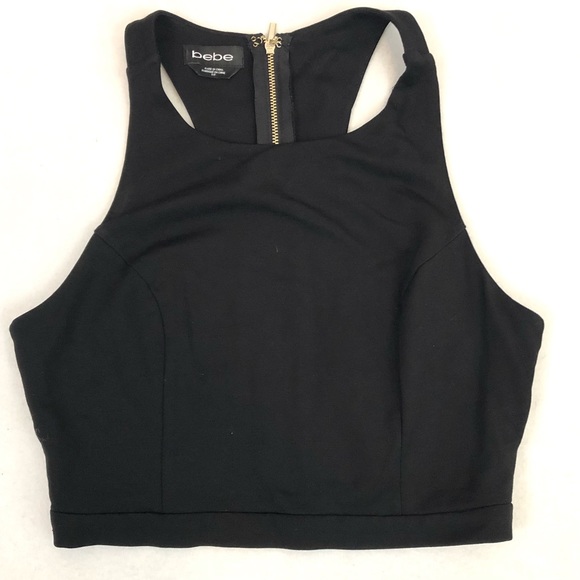 bebe Tops - Bebe Black Crop Top Strappy Back